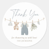 ブルー ボーホー ボー ベビー服 ベビーシャワー ラウンドシール (正面)