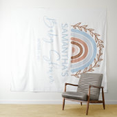 ブルー ボーホー レインボー ベイビー シャワー テラコッタ タペストリー (インサイチュ(横))