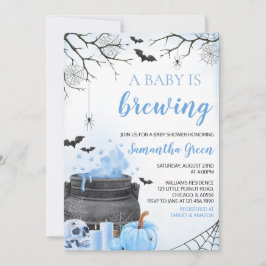 ブルー ボー ベイビー シャワーは ハロウィンに ベイビーが できる！ 招待状