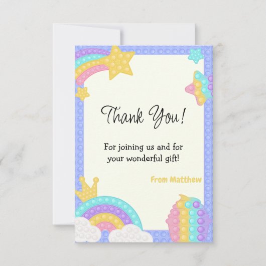 ブルー ポップ イット フィジェット サンキューカード (正面)