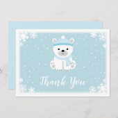ブルー・ポーラー・ベビー・シャワーありがとう サンキューカード (正面/裏面)