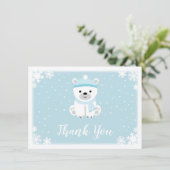 ブルー・ポーラー・ベビー・シャワーありがとう サンキューカード (スタンド正面)