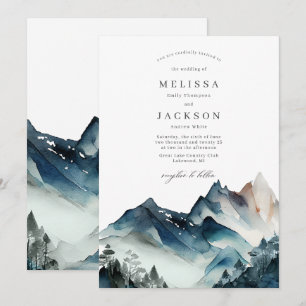 ブルー・マウンテンズ　ラスティック　ウェディング　招待状 招待状