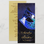ブルー・マスカレード・ウェディング・プログラム招待状 プログラム (正面/裏面)