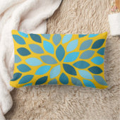 ブルー&マスタードスターバストモダンフラワーピロー ランバークッション (ブランケット)