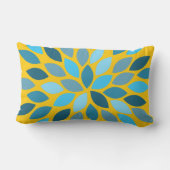 ブルー&マスタードスターバストモダンフラワーピロー ランバークッション (裏面)