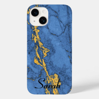ブルー・マーブルとゴールド Case-Mate iPhone 14ケース