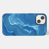 ブルー・マーブル・アゲートの抽象画  iPhoneケース (裏面横)