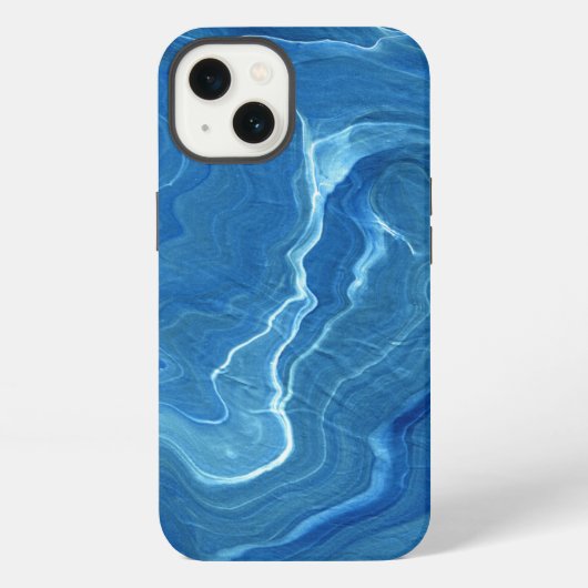 ブルー・マーブル・アゲートの抽象画  iPhoneケース (裏面)