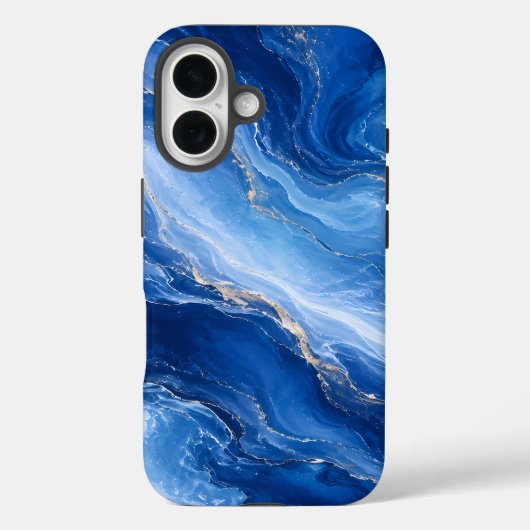 ブルー・マーブル・ウェーブ 贅沢な抽象画 Case-Mate iPhoneケース (裏面)