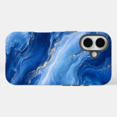 ブルー・マーブル・ウェーブ 贅沢な抽象画 Case-Mate iPhoneケース (裏面 (横))