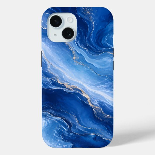 ブルー・マーブル・ウェーブ 贅沢な抽象画 Case-Mate iPhoneケース (裏面)