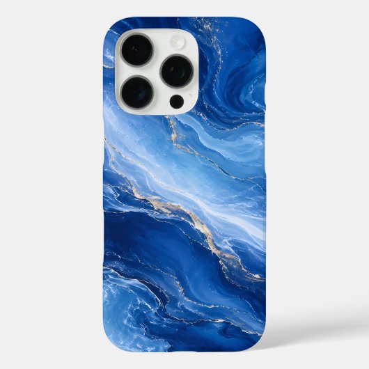 ブルー・マーブル・ウェーブ 贅沢な抽象画 Case-Mate iPhoneケース (裏面)