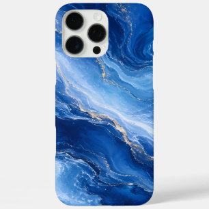 ブルー・マーブル・ウェーブ 贅沢な抽象画 iPhone 16 PRO MAXケース
