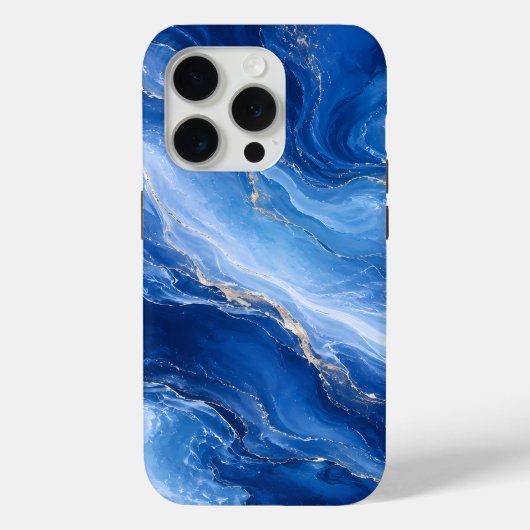 ブルー・マーブル・ウェーブ 贅沢な抽象画 Case-Mate iPhoneケース (裏面)