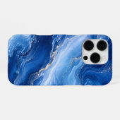 ブルー・マーブル・ウェーブ 贅沢な抽象画 iPhoneケース (裏面横)