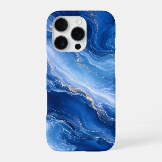 ブルー・マーブル・ウェーブ 贅沢な抽象画 iPhoneケース (裏面)