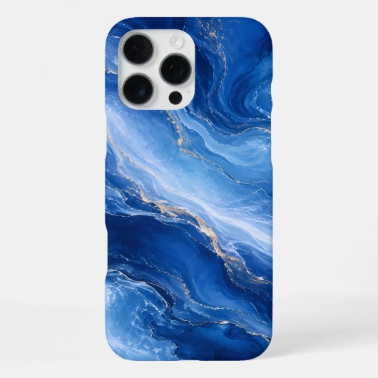 ブルー・マーブル・ウェーブ 贅沢な抽象画 iPhoneケース (裏面)