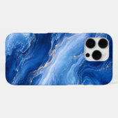 ブルー・マーブル・ウェーブ 贅沢な抽象画 iPhoneケース (裏面横)