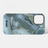 ブルー・マーブル iPhoneケース (裏面横)
