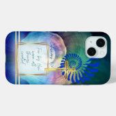 ブルー+マーヴ+グリーンの信仰のオウムガイと金のクロスがおしゃれ Case-Mate iPhoneケース (裏面 (横))