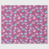 ブルー ミスター ピンク ミセス バルーン アニバーサリー ギフト シームレス ラッピングペーパー (フラット)