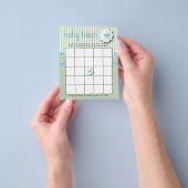 ブルー&ミントグリーンベビー乳母車シャワー – Bingo チラシ (手)