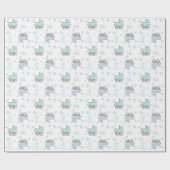 ブルー&ミントグリーンベビー乳母車ラッピング紙 ラッピングペーパー (フラット)