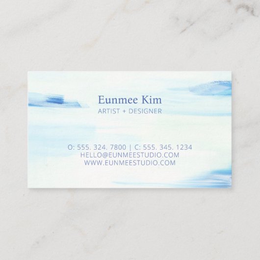 ブルー&ミント抽象芸術アートロゴ 名刺 (裏面)