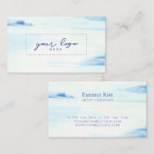 ブルー&ミント抽象芸術アートロゴ 名刺 (正面/裏面)