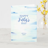 ブルー＆ミント | アブストラクトアート お父さんお誕生日おめでとう カード (黄色い花)