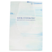 ブルー＆ミント アブストラクト オーシャン アート カスタム テキスト ミディアムペーパーバッグ (裏面)