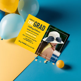 ブルー&メイズ卒業パーティー写真招待状 招待状
