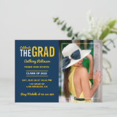 ブルー&メイズ卒業パーティー写真招待状 招待状 (スタンド正面)