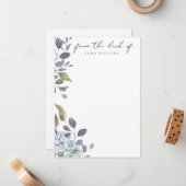 ブルー・メドウ・ウォーターカラー・パーソナライズド ノートカード (正面/裏面インサイチュ)