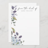 ブルー・メドウ・ウォーターカラー・パーソナライズド ノートカード (正面/裏面)