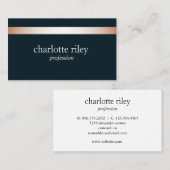 ブルー |モダンバラ金ゴールドストライプのスタイリッシュ 名刺 (正面/裏面)