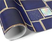 ブルー | モダンフェイクグリッター&オプラルラッピング紙 ラッピングペーパー (ロールコーナー)