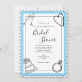 ブルー モダン ブライズシャワー 招待状 (正面)