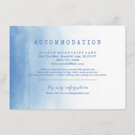 ブルー モダン 水彩 ビーチ ウェディング 宿泊施設 エンクロージャーカード