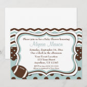 ブルー モッド フットボール ベイビー シャワーの招待状 招待状 (正面/裏面)