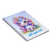 ブルー ユニコーン ノートブック - 名前をカスタマイズ (右側)