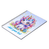 ブルー ユニコーン ノートブック - 名前をカスタマイズ (左側)