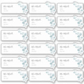 ブルー ユーカリの葉のゲスト住所ラベル シール (正面)