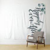 ブルー ユーカリ ハッピーエバー ウェディング バックドロップ タペストリー (インサイチュ(横))