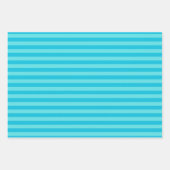 ブルー & ライトターコイズ ストライプ ラッピングペーパーシート (正面2)