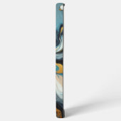 ブルー、ライトブルー、金ゴールド注絵を描流旋回 SAMSUNG GALAXYケース (左側面)