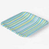 ブルー&ライムグリーンストライプの紙プレート ペーパープレート (傾斜あり)