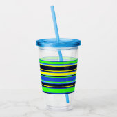 ブルー、ライム、イエローアクリルストライプのタンブラー アクリルタンブラー (左)