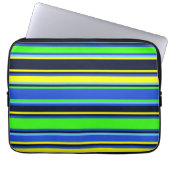 ブルー、ライム、イエローエレクトロニクスストライプのバッグ ラップトップスリーブ (正面)